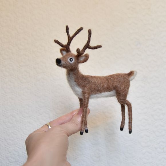 Needle Felted Life-like Miniature Reindeer  - Ornament 