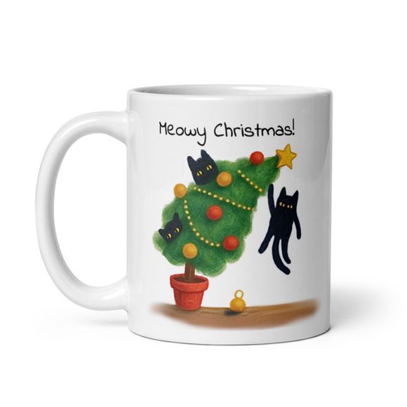 Cats In Christmas Tree - Novelty Mug 