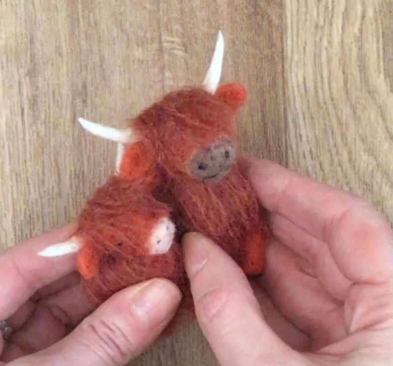 Miniature Highland Cow - Needle Felting Pattern PDF Tutorial - The Wishing Shed