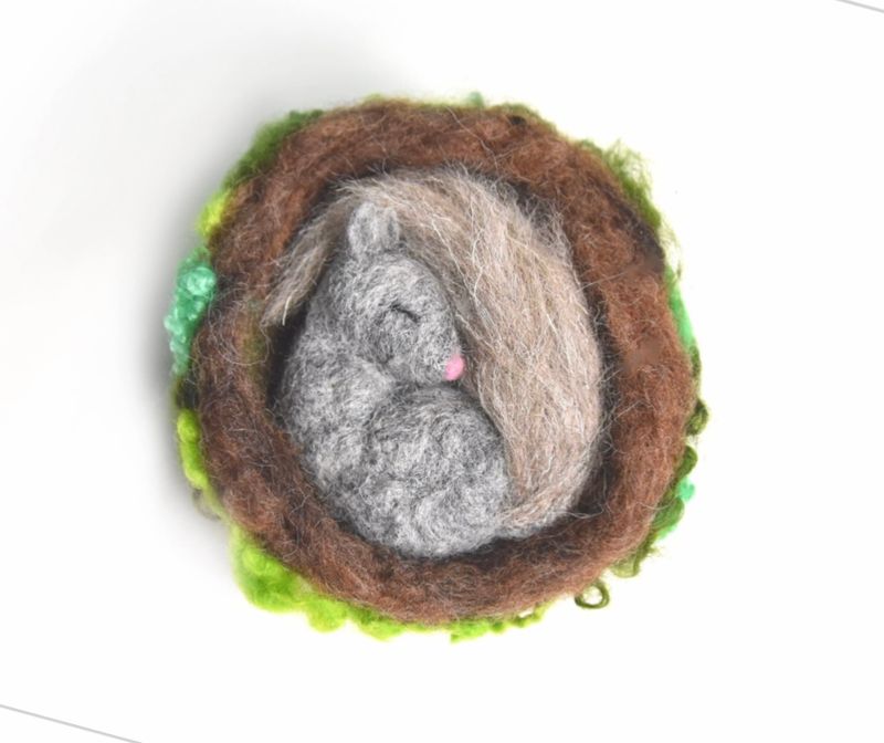 Curled Up Sleeping Squirrel In Nest - Needle Felting Pattern PDF - Tutorial - The Wishing Shed