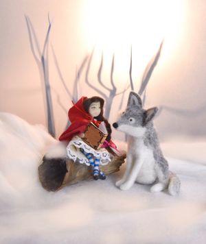 &#x27;Red Ridinghood Reads To Wolf&#x27; 8x10  Framed Fine Art Print By Rachel Austin