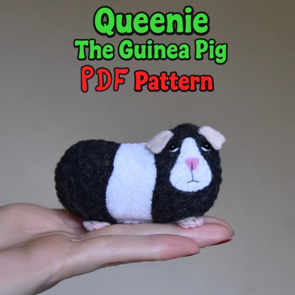 Queenie The Guinea Pig PDF Felt Sewing Pattern – Plushie - Keyring The Wishing Shed®️