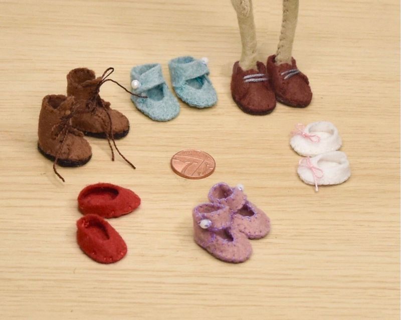 Miniature Shoes &amp; Boots For Beanz The Frog Doll - Sewing Pattern PDF - The Wishing Shed.          