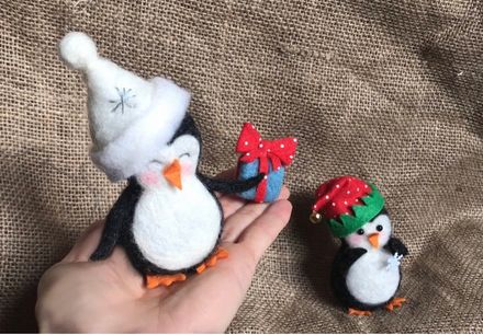 Happy Penguins - Needle Felting Pattern PDF - Tutorial - Christmas Decoration 