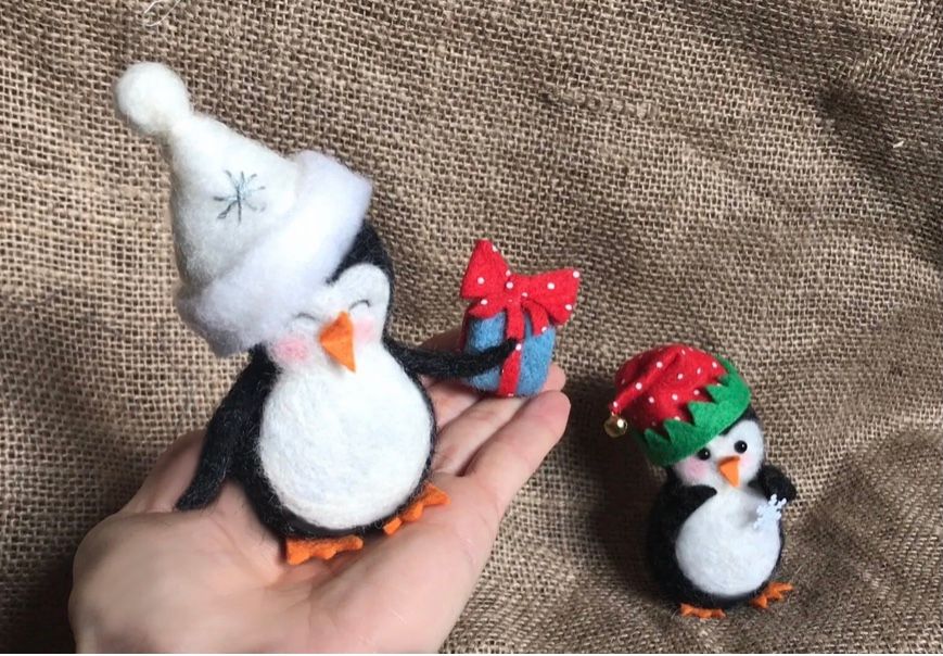 Happy Penguins - Needle Felting Pattern PDF - Tutorial - Christmas Decoration 