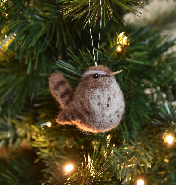 One of a kind Needle Felted Wren Bird Bauble - Christmas Decoration - Ornament - Lifelike 