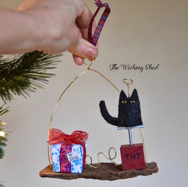 Naughty Kitty with a surprise gift for Dog!