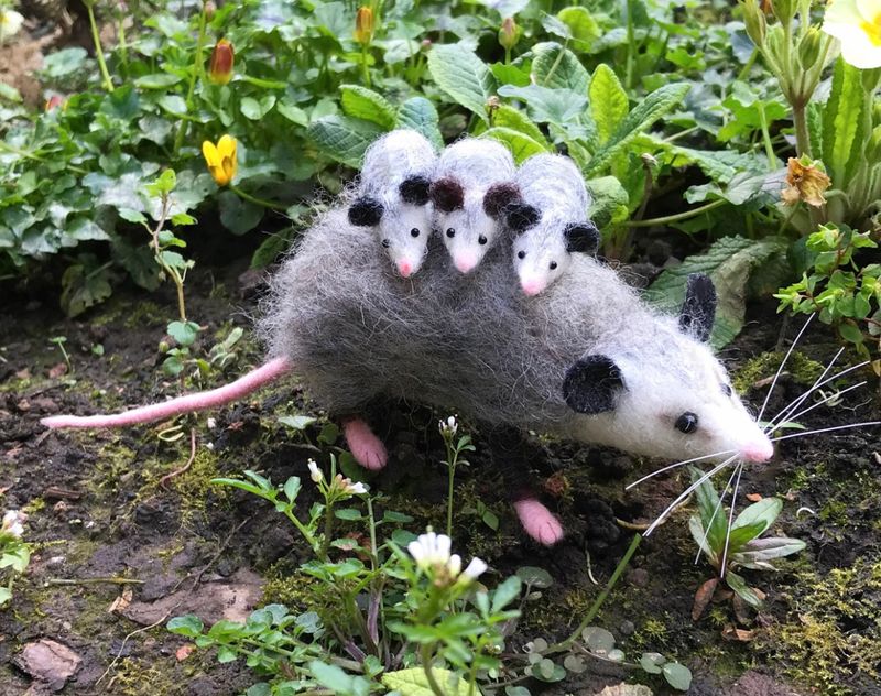 Life-like Opossum Mama and Babies - Needle Felting Pattern PDF - The Wishing Shed