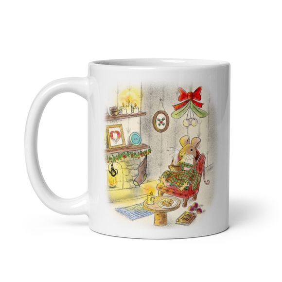 Mouse Relaxes By The Fire - Ceramic Mug - Robin&#x27;s Gift