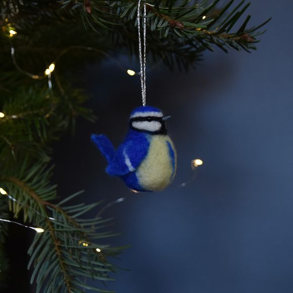 Needle Felted Bluetit Bird  - Ornament 
