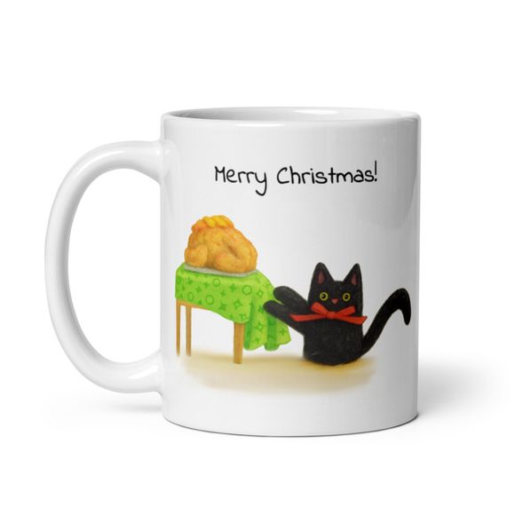 Christmas Dinner!  - Naughty Black Kitty - Novelty Mug 