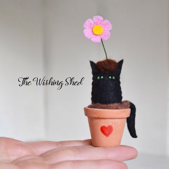 Flower pot Cat - Miniature Ornament 