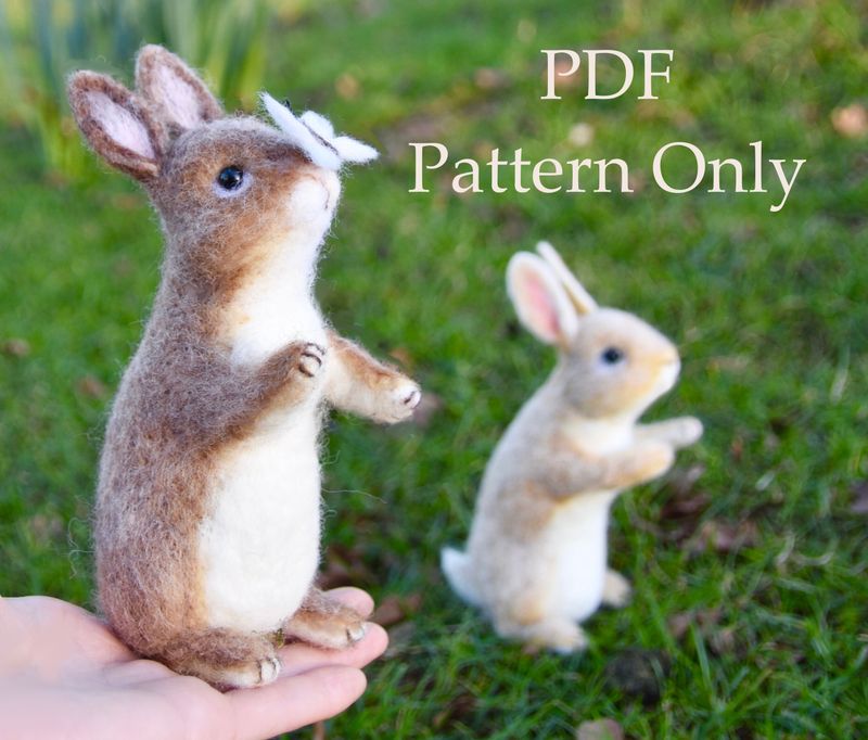 Baby Bunny With Butterfly - Needle Felting PDF Pattern 