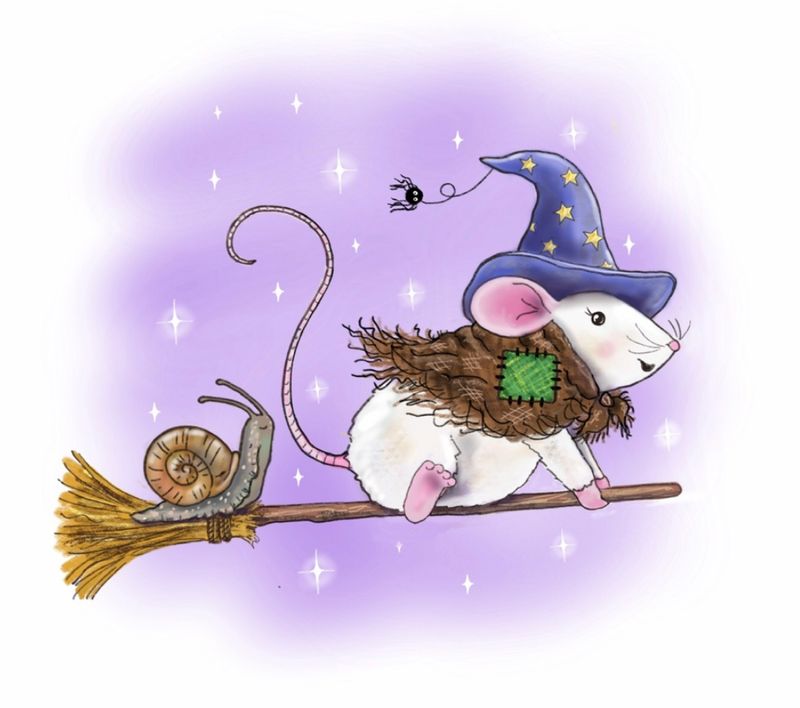 Witchy Mouse On Broomstick - Novelty Halloween Mug