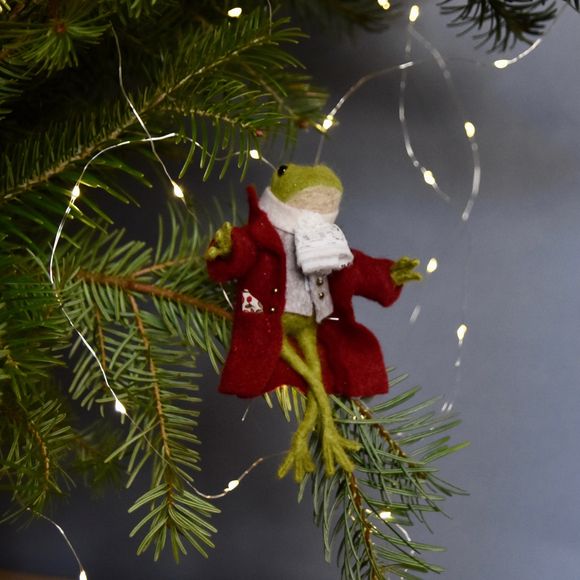 Needle Felted Lifelike Frog - Victorian Costume  - Doll - Ornament 