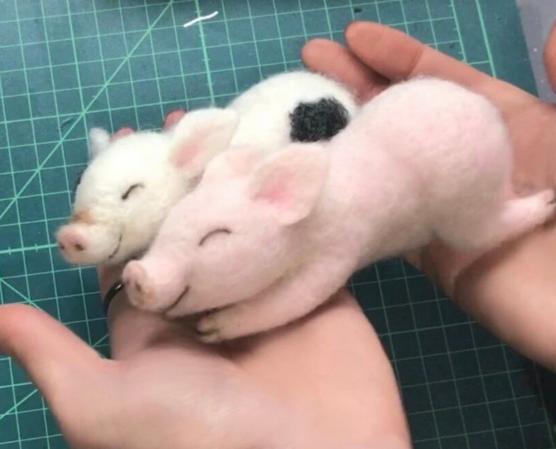 Sleeping Piglets - Pig - Needle Felting Pattern PDF - The Wishing Shed