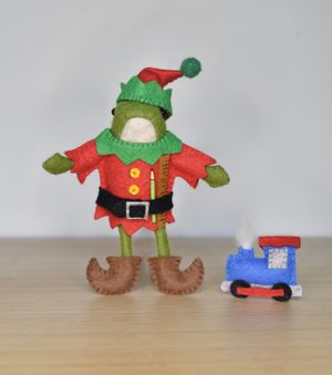 Boy Christmas Elf Outfit For Beanz The Frog Doll - Sewing Pattern PDF Tutorial - Hobby Horse