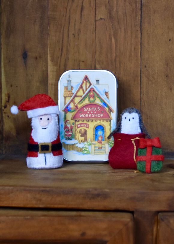 Miniature Santa With Penguin - Santas Workshop  PlaySet Tin -PDF SEWING PATTERN - The Wishing Shed  
