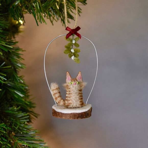 Tabby Cat Ornament -  Under The Mistletoe 