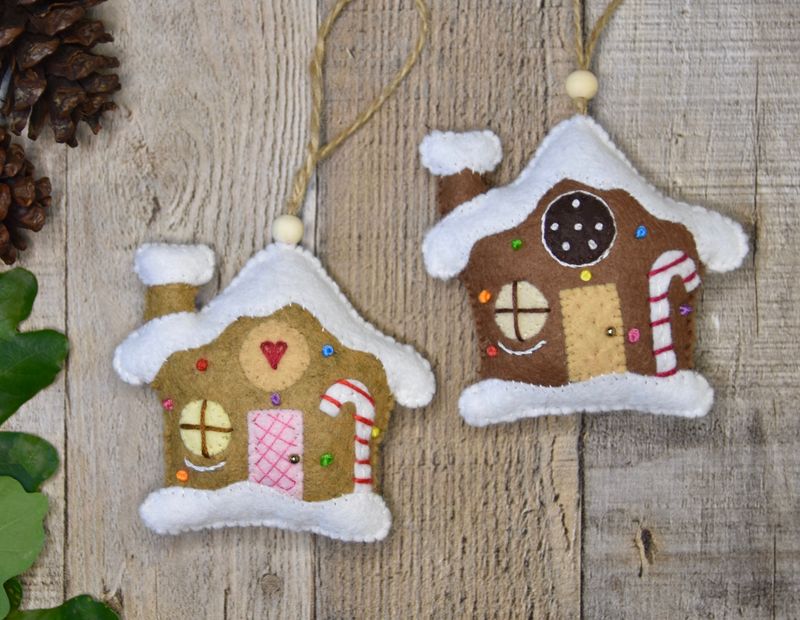 Gingerbread Candy House Ornament -  Sewing Pattern - Christmas Tree Bauble Tutorial 