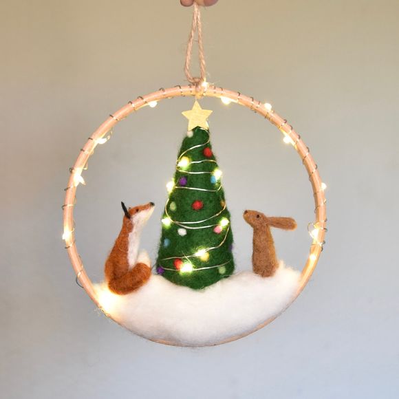 Fox &amp; Hare ‘Christmas tree wonder’ One of a Kind Christmas Ornament  