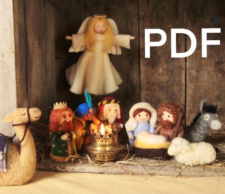 Complete Christmas Nativity Scene - Needle Felting Pattern PDF - Mary - Joseph - Baby Jesus