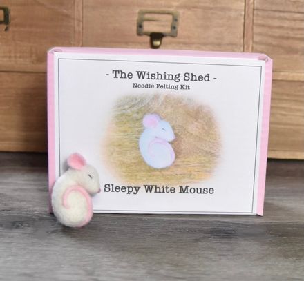  Needle Felting Kit - Sleepy White Mouse - The Wishing Shed - Christmas Tree Decoration