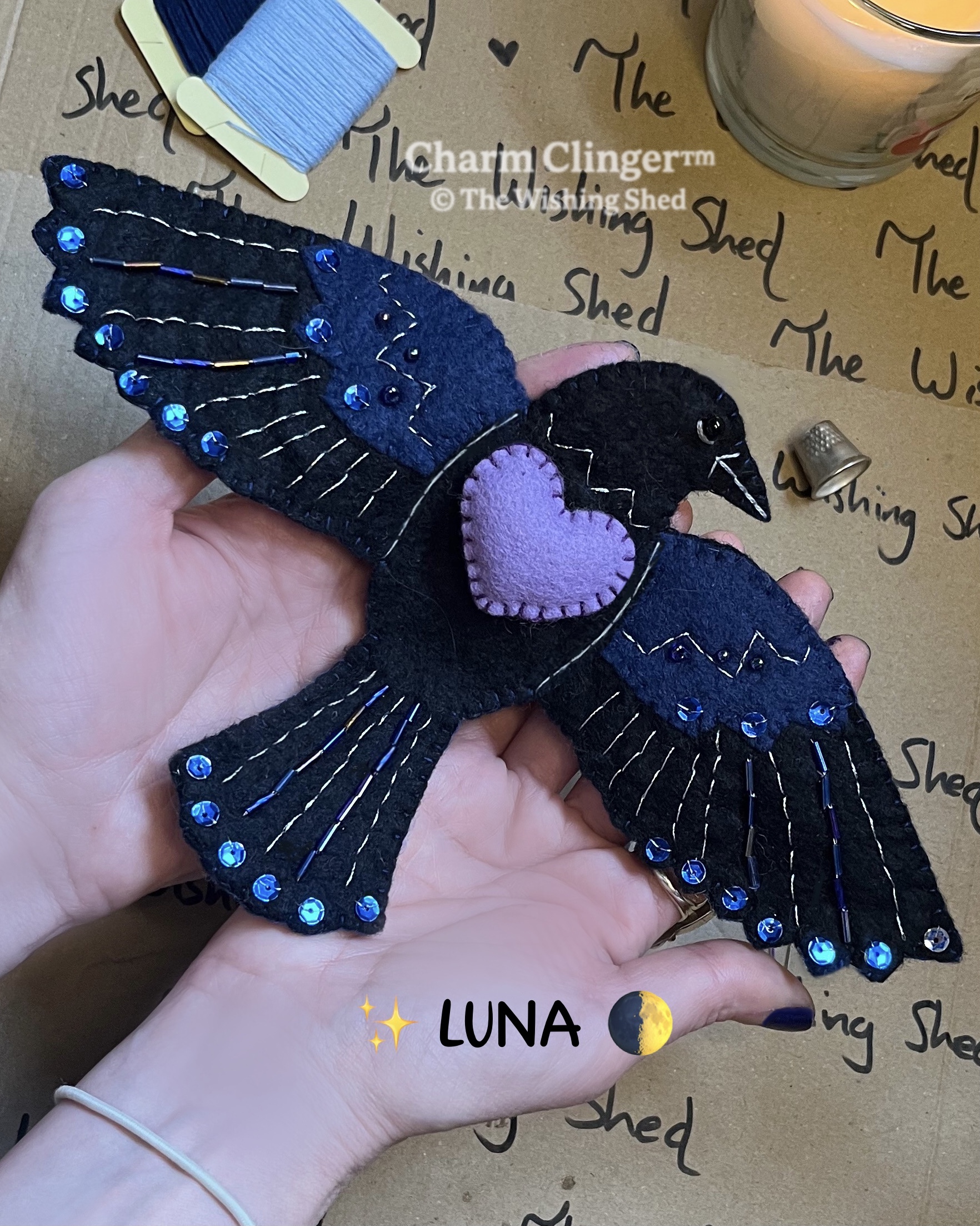 Luna the Crow Sewing Pattern The Wishing Shed®️ Raven Keepsake