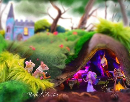 Needle Felted Mice have a &#x27;Meeting With Fairy&#x27; 8x10 Framed Fine Art Print By Rachel Austin