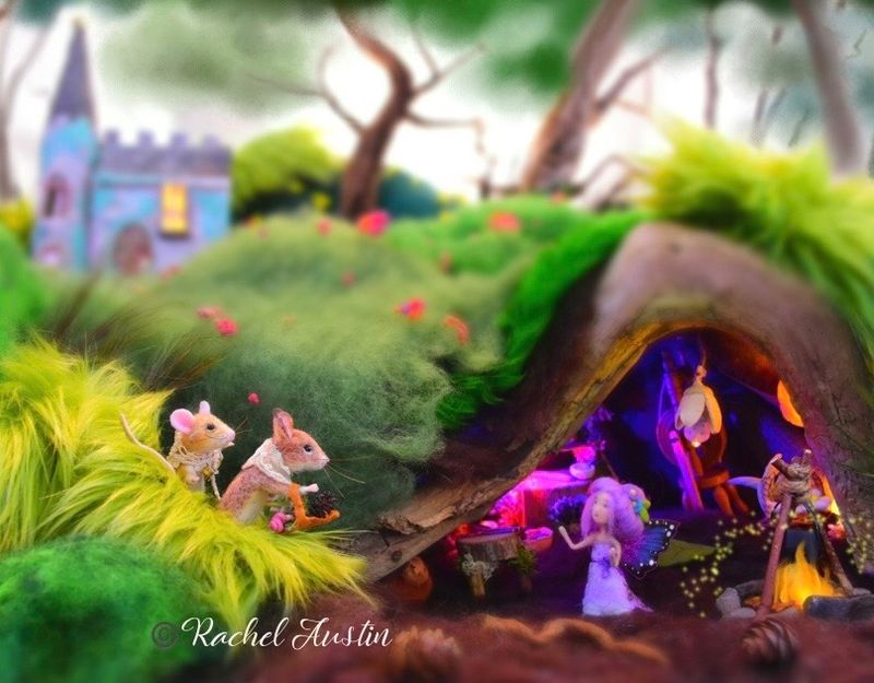 Needle Felted Mice have a 'Meeting With Fairy' 8x10 Framed Fine Art Print By Rachel Austin