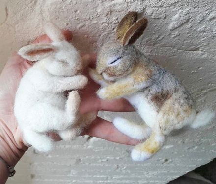 Sleeping Wild Baby Bunny Rabbit - Needle Felting Pattern PDF Tutorial  - The Wishing Shed