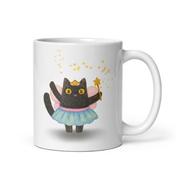 Ballerina Fairy Cat - Naughty Black Kitty Cat  - Novelty Mug 