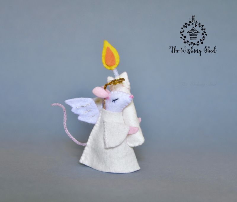 Angel Mouse - Felt Sewing Pattern - Christmas Ornament - The Wishing Shed 
