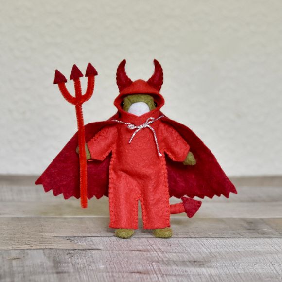 Miniature Red Devil Costume For Frog Doll  - Sewing Pattern - Tutorial 