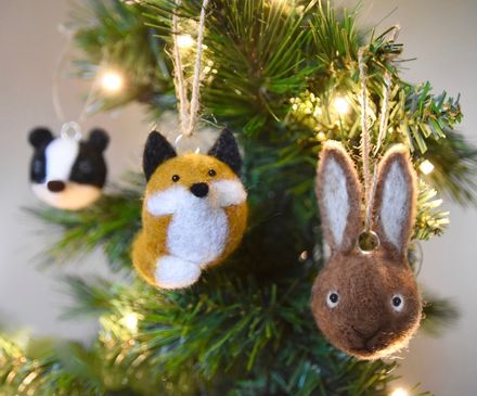 Animal Baubles Fox - Badger - Hare - Christmas - 3 in 1 - Needle Felting Pattern PDF 