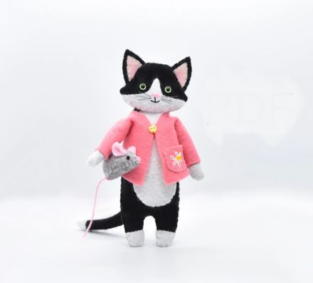 Delila &amp; Mouse - Tuxedo Cat - Sewing Pattern PDF Tutorial - The Wishing Shed