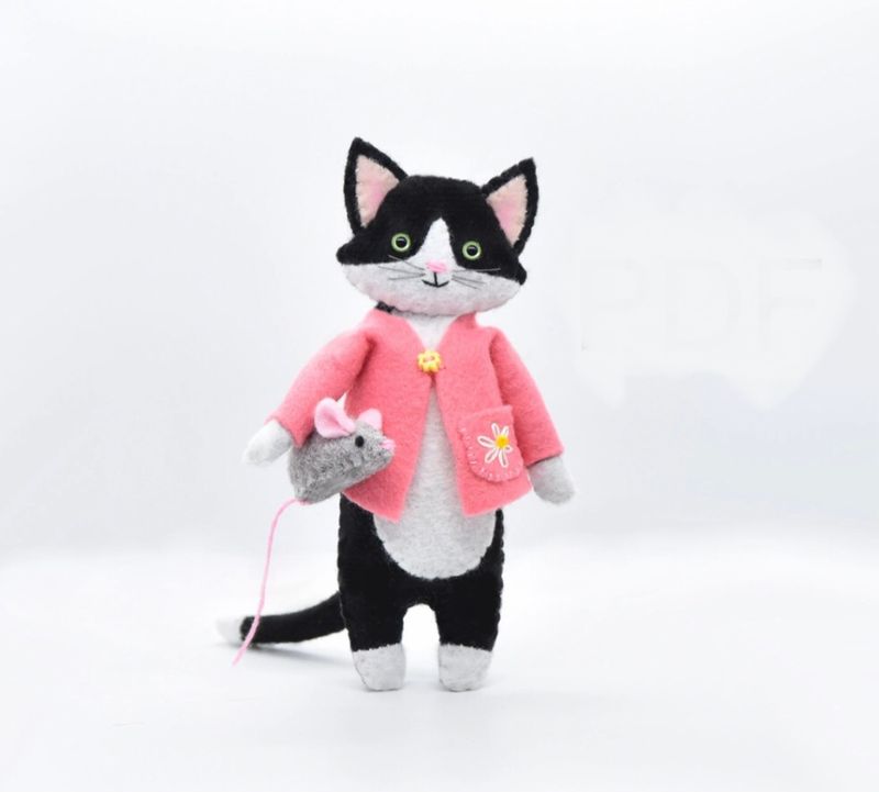 Delila &amp; Mouse - Tuxedo Cat - Sewing Pattern PDF Tutorial - The Wishing Shed