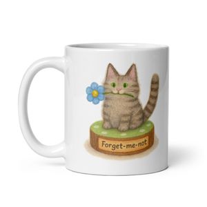 Forget - Me - Not Tabby Cat With Flower  - Novelty Mug 