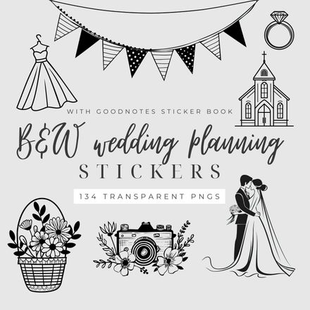  B&amp;W Wedding Stickers 