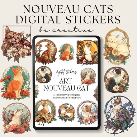 Art Nouveau Cat Stickers