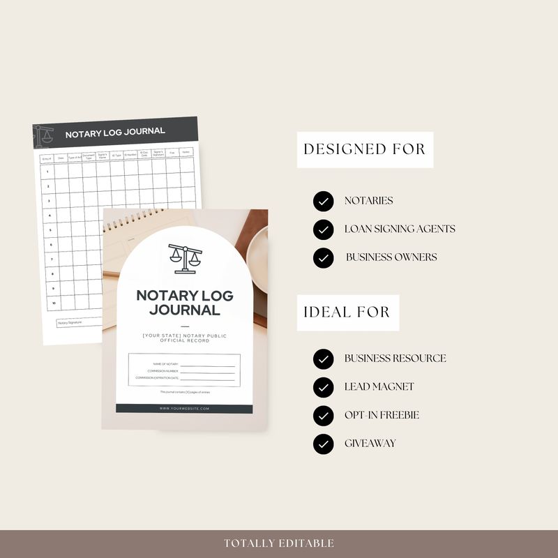 Editable Notary Log Template