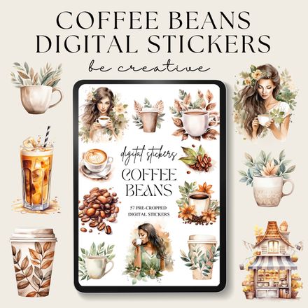 Coffee Bean Digital Stickers