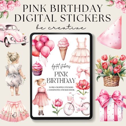 Pink Birthday Stickers