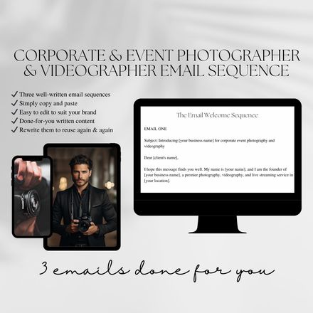 Email welcome sequence for professional photography and videography businesses 