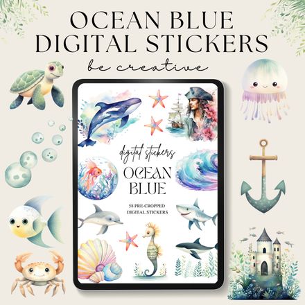 Ocean Blue Digital Stickers