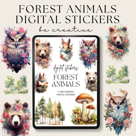  Forest Animal Digital Stickers