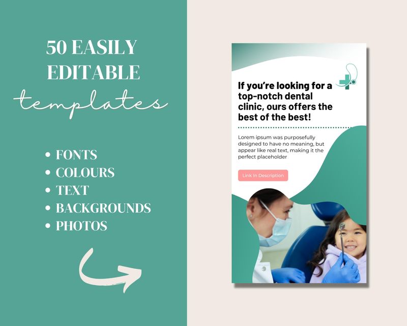 50 Instagram Story Posts + 100 Written Social Media Captions Dentists