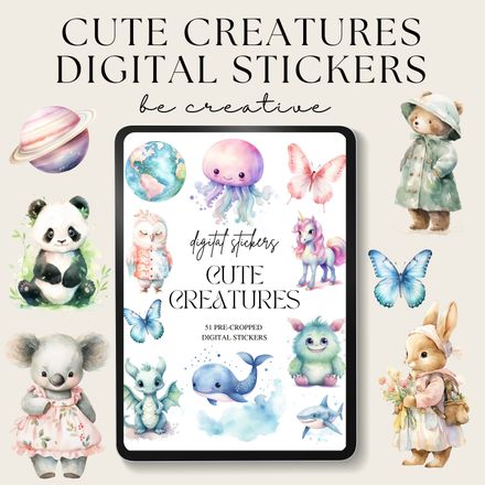 Cute Creatures Digital Stickers