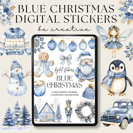Blue Christmas Stickers