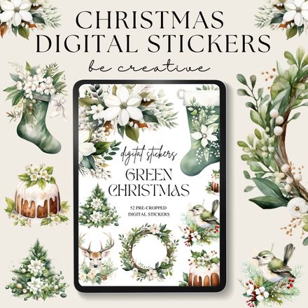 Green Christmas Digital Stickers